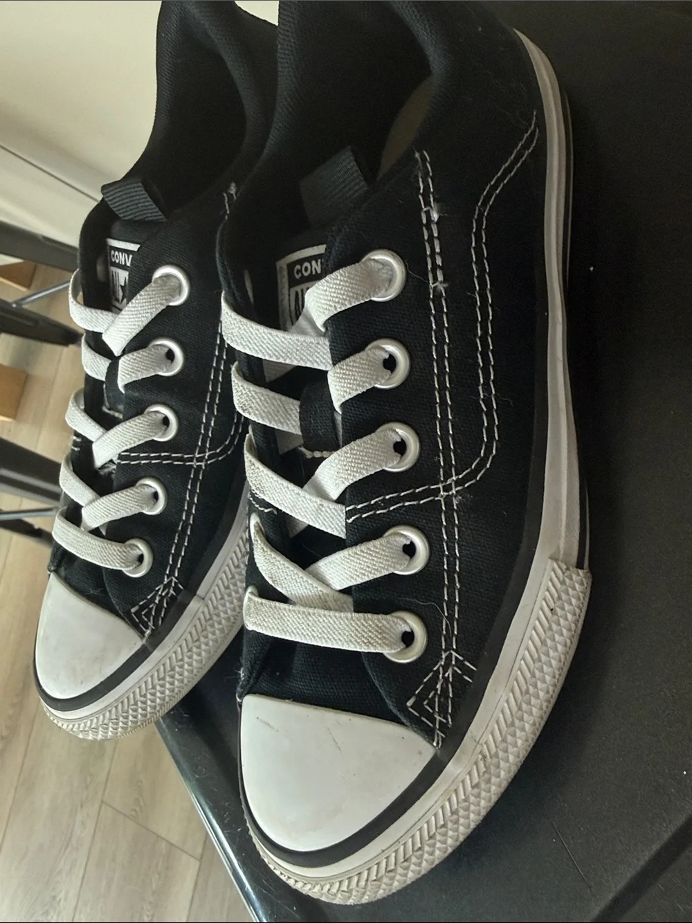 Converse Black Canvas Low-Top Sneakers with White Accents